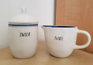 NEW Rae Dunn by Magenta Cream Milk POUR Pitcher and SWEET Sugar Jar Bowl Set - Picture 1 of 5