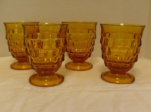 4 Vintage MCM Whitehall American Colony Amber Tumblers Juice Glasses 4.25" - Picture 1 of 1