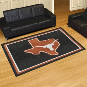 NCAA - Texas Longhorns 5ft. x 8 ft. Plush Area Rug - Longhorn with State Shape - Picture 1 of 5