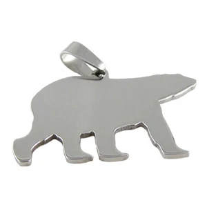 NUEVO Collar colgante de acero inoxidable con dije de oso polar ártico animal salvaje grizzly - Imagen 1 de 5