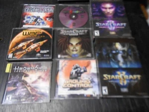 (9) PC CD-ROM SciFi Space War Games Starcraft Cataclysm Ground Control Hegemonia - Picture 1 of 10