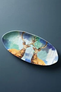 Anthropologie New Stag “Winter Fauna Serving Platter” ~ Lauren Carlson Walcott - Picture 1 of 1