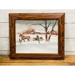 Steve Polomchak Familia Amish Paseo en Trineo de Invierno Impresión De Colección Enmarcada | Arte de Pared - Imagen 1 de 3