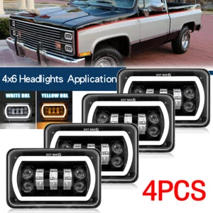 4PCS 4x6" LED Headlights DRL Hi/Lo Beam DRL For Chevy C10 Pickup truck 1980-1986 - Picture 1 of 12