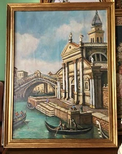ANTICO QUADRO DIPINTO OLIO SU TELA "VENEZIA IL CANAL GRANDE” - Picture 1 of 10