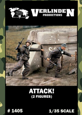 1/35 WWII German Soldiers "Attack" (2 Resin Figures/Set) VERLINDEN #1405 - Image 1 of 2