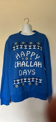 Sudadera Hanukkah Para Hombre Mediana "Happy Challah Days" Nueva Con Etiquetas Foto 1 de 2