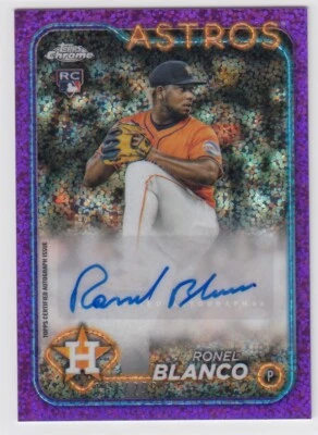 2024 Topps Chrome PURPLE SPECKLE Rookie Auto Card of RONEL BLANCO /299 Astros - Image 1 of 2