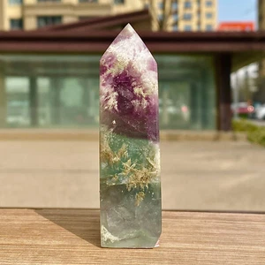 152G atural color fluorite quartz Crystal obelisk Point Healing Wand - Picture 1 of 11