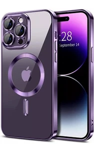 Clear Magnetic MagSafe Case For iphone 16 Pro Max Purple - Picture 1 of 3