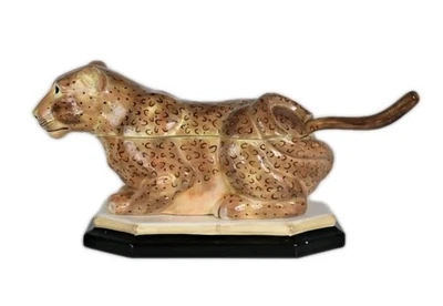 Raymond Waites Arte Cerámica Leopardo Figura Plato con Tapa ENORME DECORACIÓN Foto 1 de 4