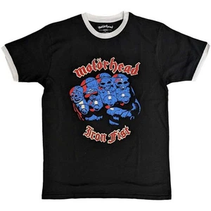 Motorhead Ringer T Shirt Iron Fist Band Logo new Official Unisex Black - Picture 1 of 2