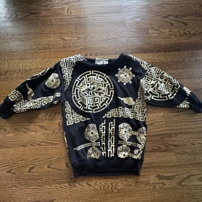 Vtg Bonnie And Bill 70’s 80’s Sweatshirt Sweater Gold Black Cottagecore — 第 1/4 张图片