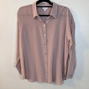 J. Jill Blouse Washable Silk Blush Size MP Medium Petite Button Front Career - Picture 1 of 7