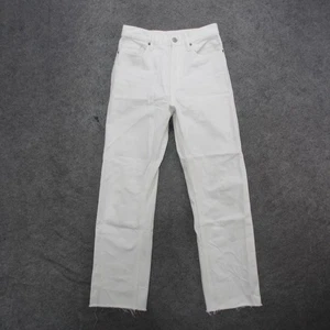 Uniqlo Jeans donna 24 pantaloni denim bianco vita alta gamba dritta orlo grezzo - Foto 1 di 11