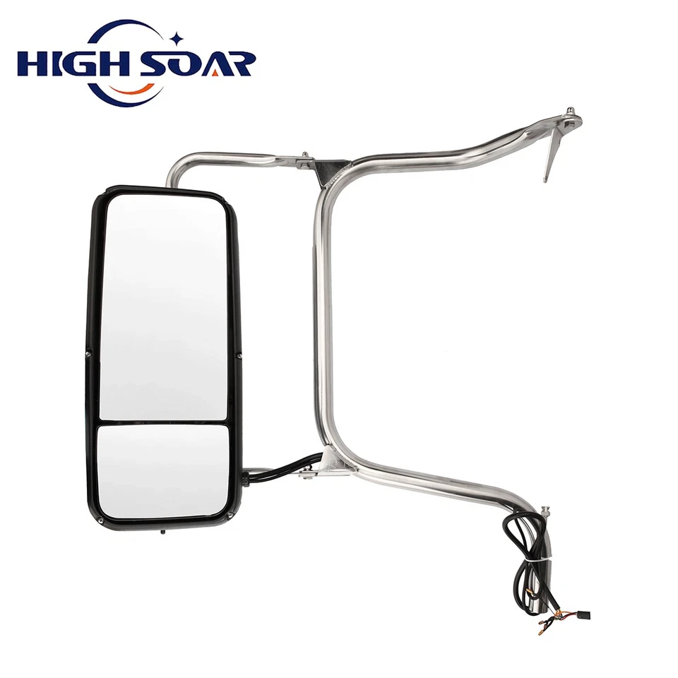 Conjunto de espejo retrovisor de puerta cromado eléctrico térmico para Peterbilt 386 388 389 lado del conductor Foto 1 de 4