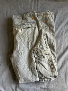 Carhartt Carpenter Trousers Men Size W32 L32 Beige Vintage Canvas Streetwear 90s - Picture 1 of 5