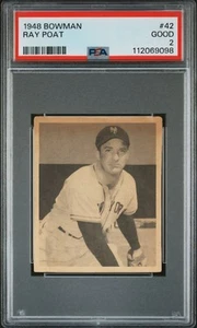 1948 Bowman #42 Ray Poat RC PSA 2 GOOD New York Giants Rookie - Picture 1 of 2