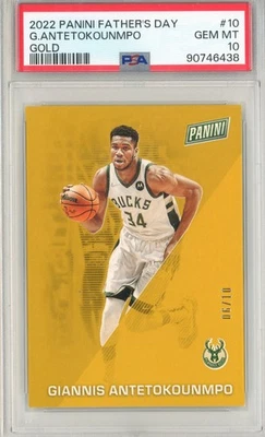 Panini Día del Padre 2022 Giannis Antetokounmpo #10 oro/10 PSA 10 gemas como nuevo Foto 1 de 2