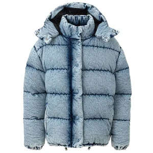 Miu Miu Women Blue Puffer Jacket Polyester Hooded Padded Thermal Bomber Sz IT 38 - Picture 1 of 6