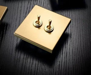 Vintage Brass Wall Light Toggle Switch - 1-4 Gang, 2 Way, Champagne Gold - Picture 1 of 13