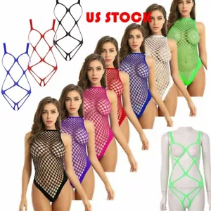 Women Fishnet Bodystocking See Through Hollow Out Bodysuit Lingerie Nightwear - Picture 1 of 60