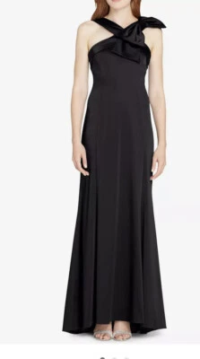 Tahari Asl женщин черный без рукавов бант аппликация атласное платье для официальных приемов размер 10 - Изображение 1 из 4