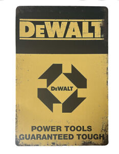  ️ « DeWALT POWER TOOLS GARANTIS DUR » panneau décoratif en étain manquant • réparation de garage