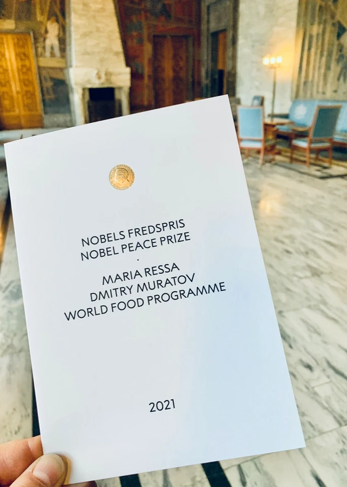 Nobel Peace Prize  Friedensnobelpreis 2021 Programm inkl. Sonderpostkarten - Bild 1 von 4