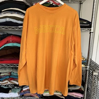 VTG 90s MECCA Made In USA Long Sleeve Logo T-Shirt Orange Skater Hip Hop XXL - Image 1 of 4