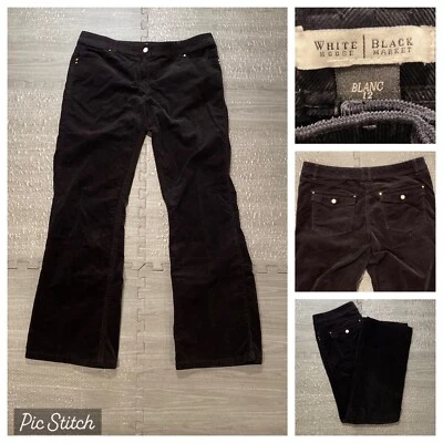 Calça White House Black Market Blanc preta veludo bota perna Wms bolso com 12 aba - Imagem 1 de 4