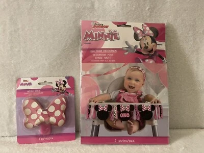 Minnie Mouse Disney Junior 1er Cumpleaños Fiesta Silla Alta UNA Bandera, Vela Arco Foto 1 de 4