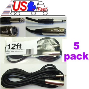 Lote5pk 12 pies XLR ~ 1/4" Mono Profesional Micrófono Audio Cable/Cable 3 pines ~ 6,3 mm TS - Imagen 1 de 1
