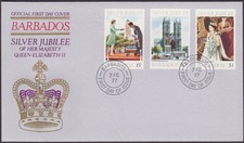 Barbados 1977 QEII Coronation Silver Jubilee 15c-$1 Stamps FDC Cover
