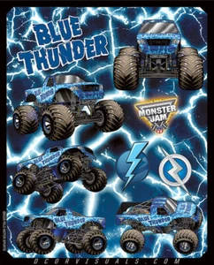 Hoja de calcomanías D'COR azul trueno Monster Jam camiones monstruo 40-90-202 - Imagen 1 de 1