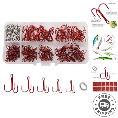 Универсальные рыболовные тройные крючки с высокопрочными разделенными кольцами - полный набор 180 шт. - Изображение 1 из 4