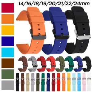 14/16/18/20/21/22/24mm Sport Rubber Silicone Watch Band Strap Quick Release Pin - Picture 1 of 49