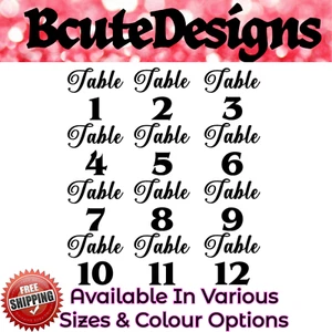 TABLE SEATING NUMBERS RESERVATION WEDDING PARTY DINNER VINYL DECAL STICKERS 1-50 - Picture 1 of 5