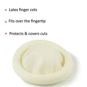 100PCS LATEX FINGER COTS NAIL PROTECTION MEDICAL RUBBER DRESSING WHITE GLOVES UK - Picture 1 of 4