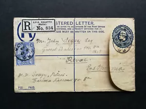 Registered postal stationary from Malta to Estonia 1923/24 - Picture 1 of 2