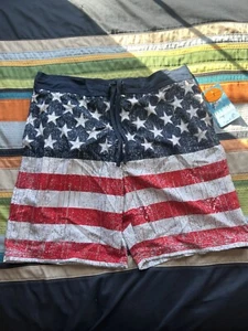 Balboa Men's American Flag Shorts Red White And Blue Size L - Picture 1 of 3