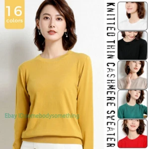 Women Winter Wool Cashmere Sweater Knitted Pullover Slim Fit Crew Neck Sweater - Picture 1 of 42