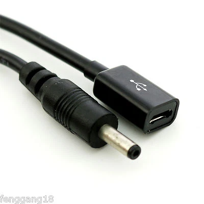 DC Power Micro USB Female Jack to DC 3.5mm x 1.35mm Male Adapter Connector Cable - Image 1 of 4