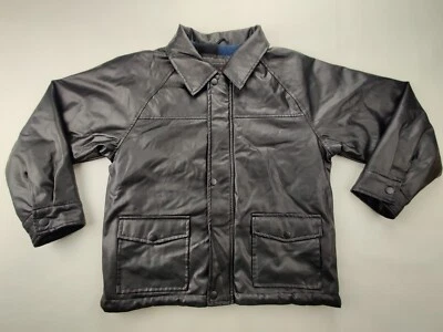KC Tech Collection Youth M (10-12) Black Synthetic Leather Jacket Fleece Lined  - Image 1 of 4