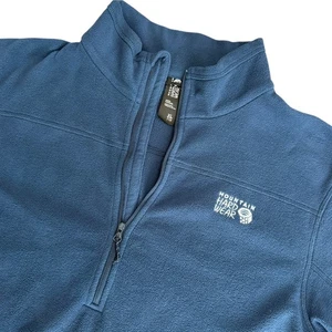 Mountain Hardwear Blue Fleece 1/4 Zip Pullover Long Sleeve Mens XL Outdoor Soft - Picture 1 of 11