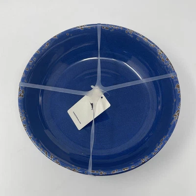 Tommy Bahama Melamina 9" Cuencos de Cena Ensalada Pasta Azul Marino Rústico Craquelado NUEVO Foto 1 de 4