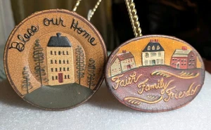 Vtg Set 2 Ragon House Primitive Redware Pottery Mini Plates Ornaments Hanging - Picture 1 of 5