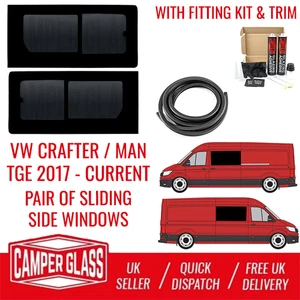 Crafter Pair of Sliding Side Privacy Tinted Windows 2017-Current Year & Fit Kit - Picture 1 of 4