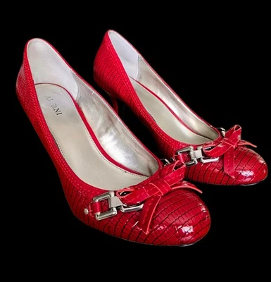 Zapatos de salón Alfani rojo 3" para mujer 8 piel de serpiente sintética con lazo Foto 1 de 4