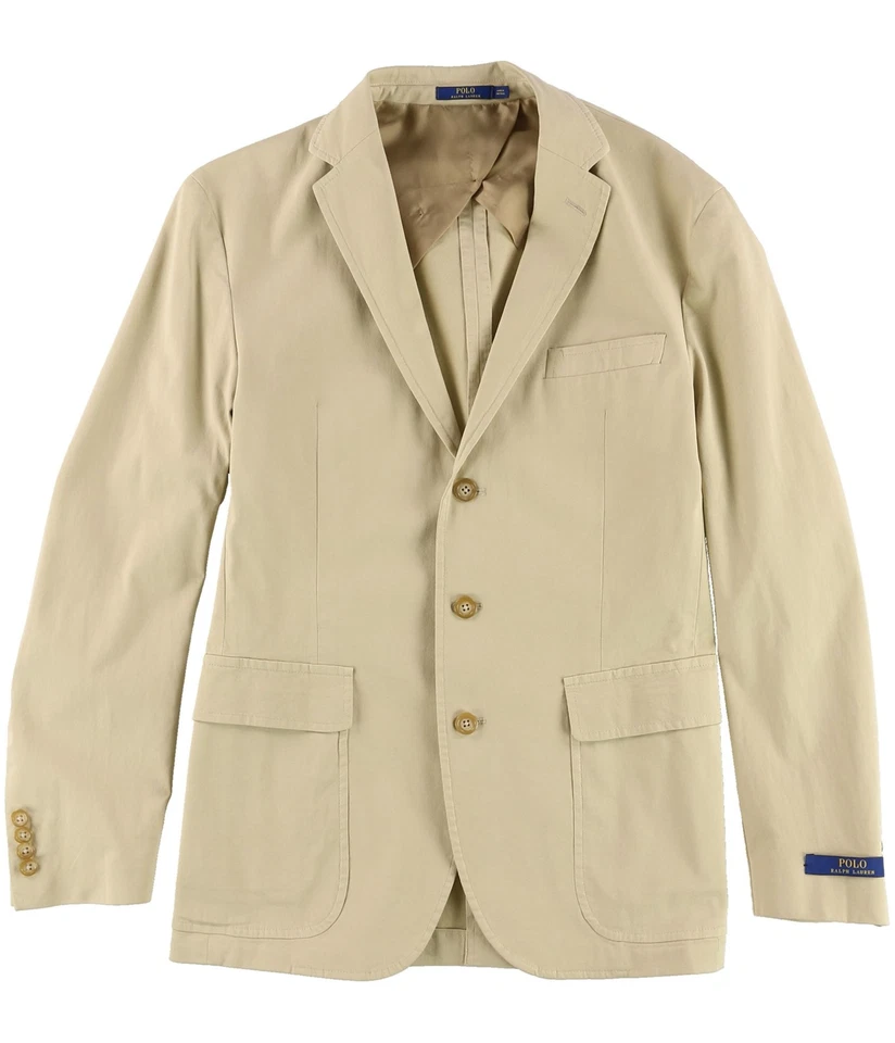 Chaqueta Blazer Ralph Lauren Para Hombres Elastizada Chino Tres Botones, Caqui, 44 Regular Foto 1 de 1